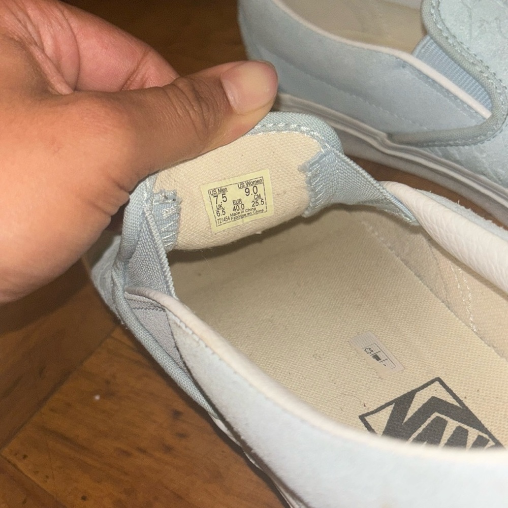 Vans Light Blue Patterned Slip Ons - image 2